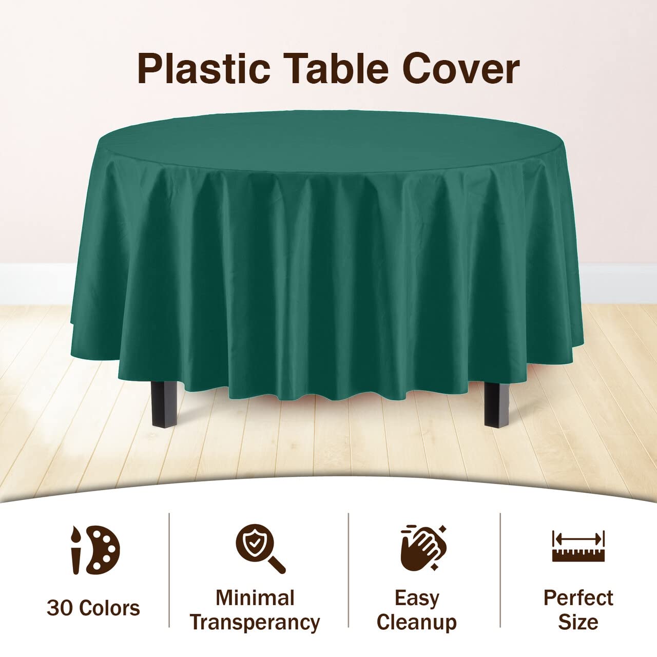 Foto 4 pulgar | Mantel Exquisite Premium De Plástico, 213 Cm, Redondo, Color Verde Oscuro - Venta Internacional.