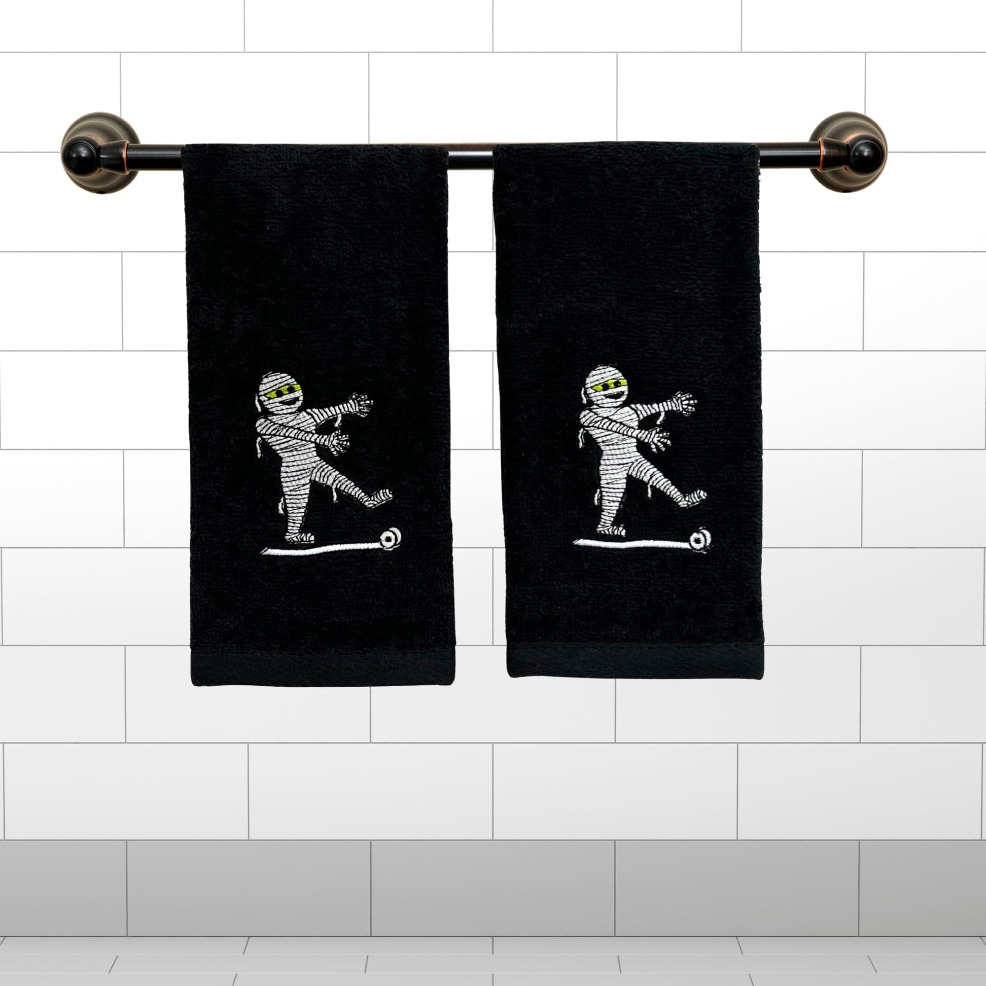 Foto 4 pulgar | Toallas Para Dedos Serafina Home Halloween Mummy 2  Color Negro  Algodón - Venta Internacional.