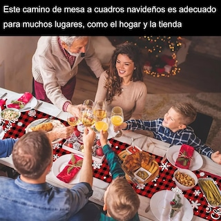 Foto 5 | Set Caminos Mesa Y 6 Manteles Individuales Navideños Adornos Rojos Cuandtos Negros