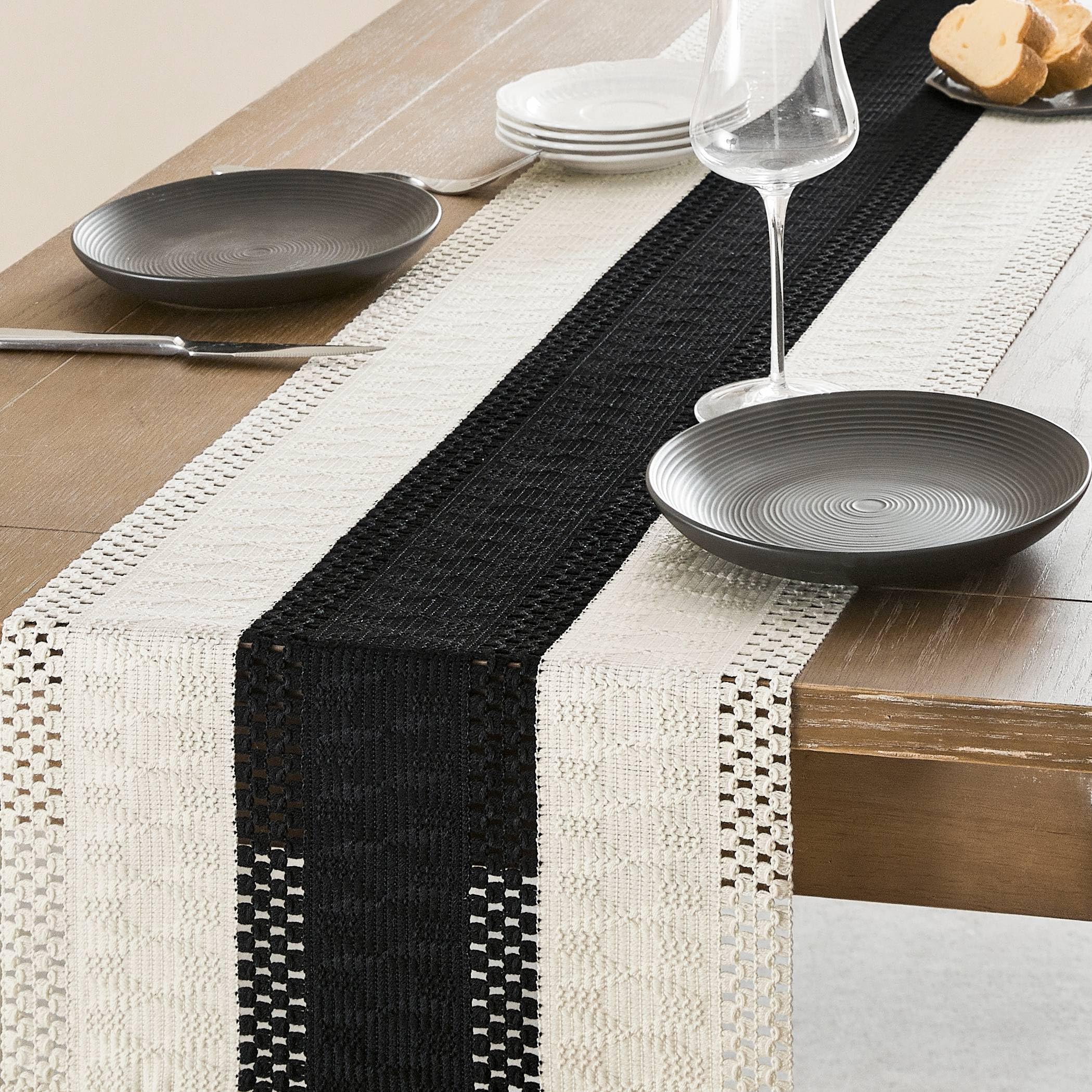 Foto 4 | Camino De Mesa Zeemart, Estilo Macramé, Bicolor, 36 X 229 Cm, Negro/iv - Venta Internacional.