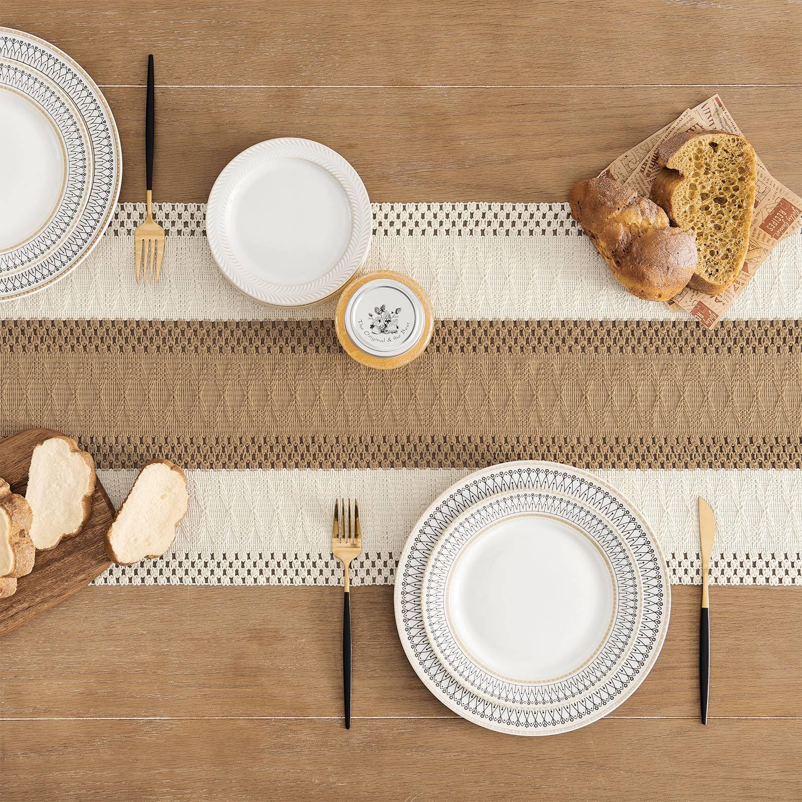 Foto 4 | Camino De Mesa Zeemart, Estilo Macramé, Bicolor, 36 X 91 Cm, Marrón/verde - Venta Internacional.