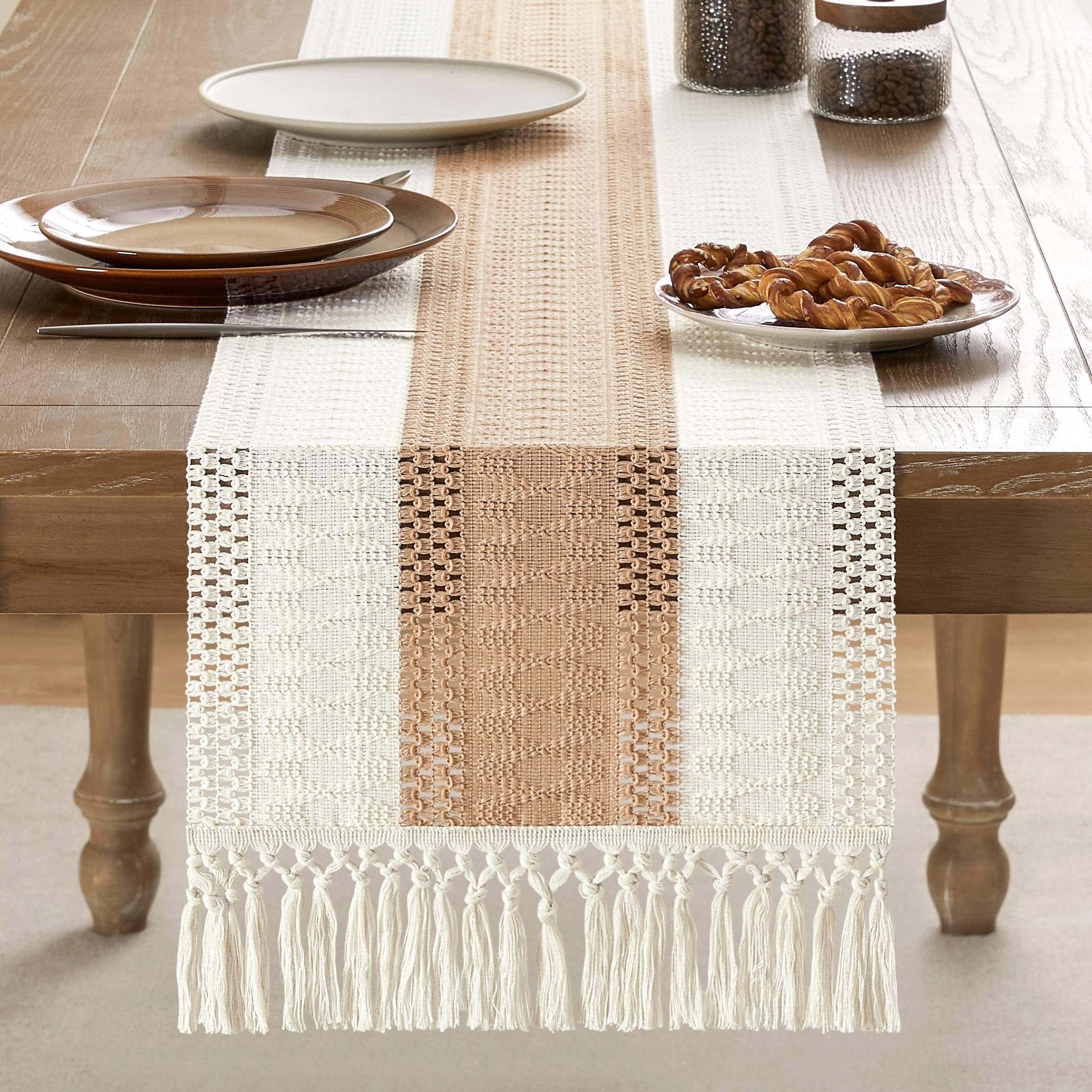 Foto 2 | Camino De Mesa Zeemart, Estilo Macramé, Bicolor, 35 X 275 Cm, Beige/iv - Venta Internacional.