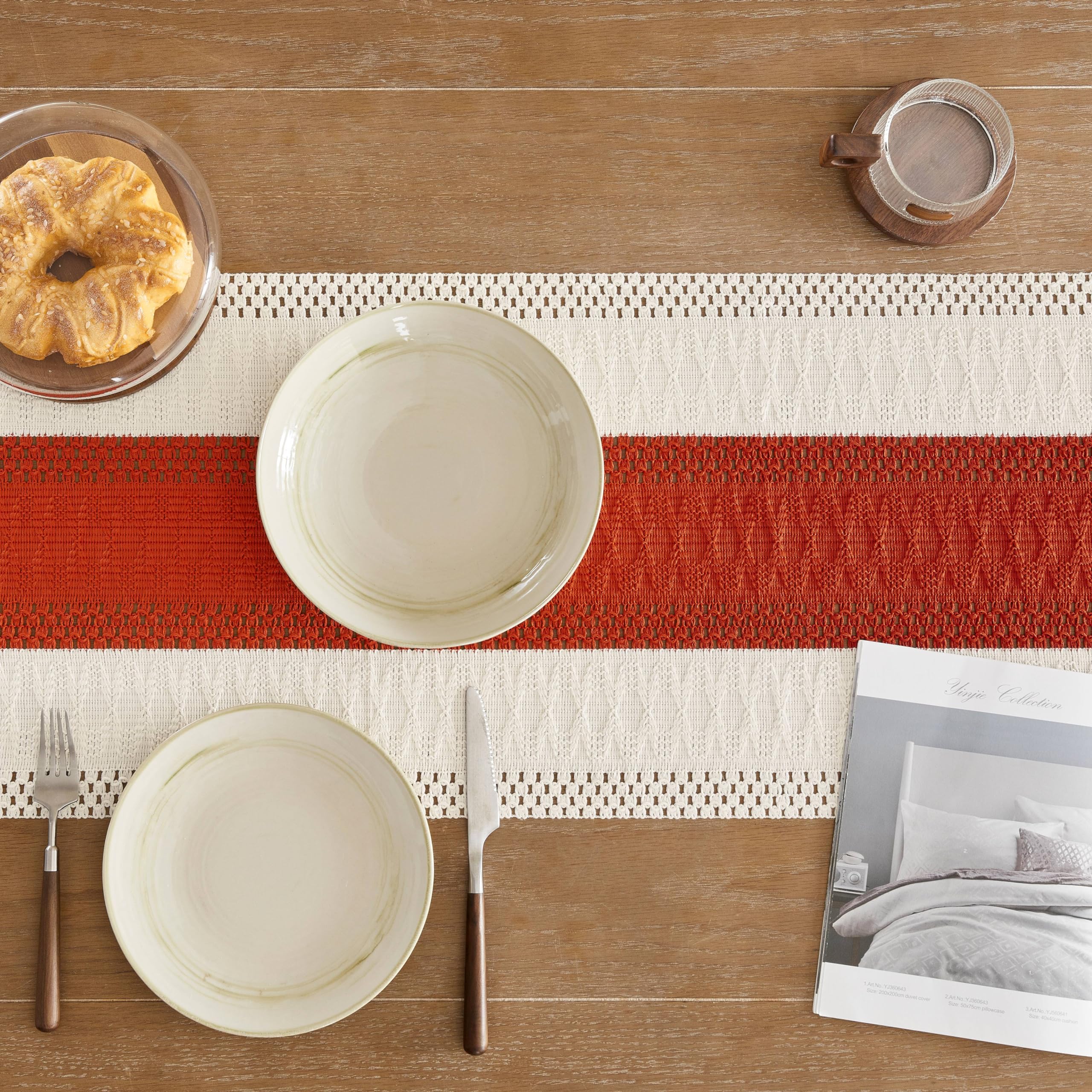 Foto 5 | Tapete De Mesa Zeemart, Estilo Macramé, Bicolor, 36 X 120 Cm, Naranja/i - Venta Internacional.