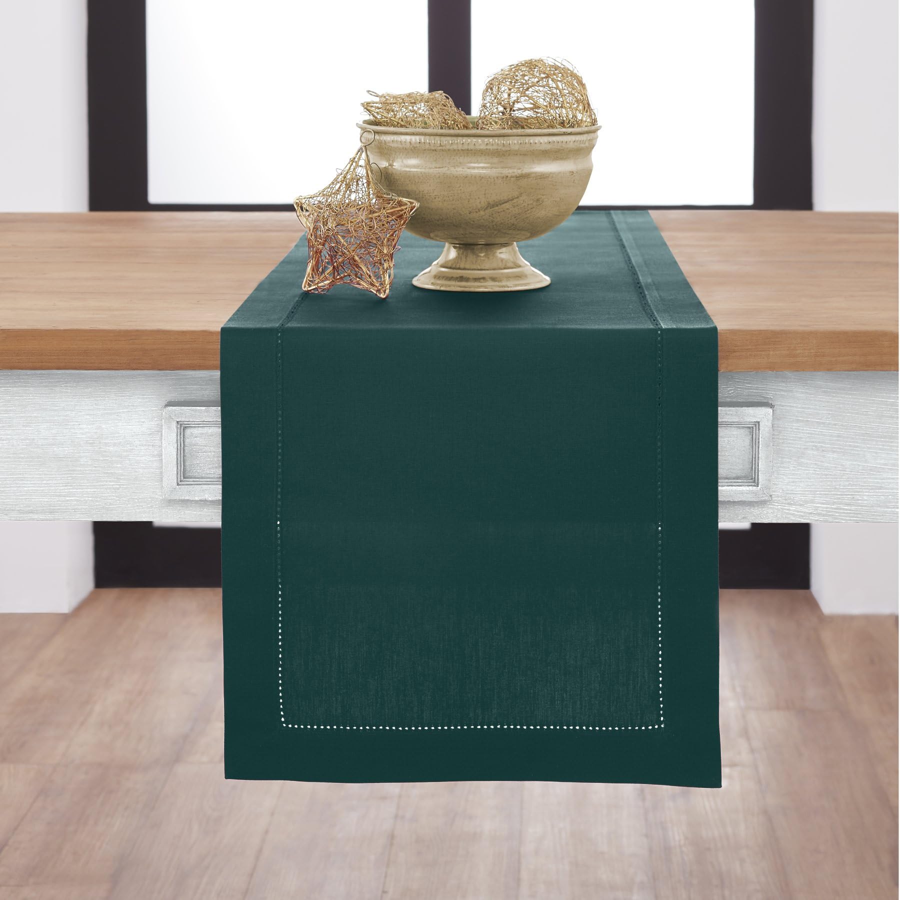 Tapete De Mesa Solino Home, Lino De Algodón Verde Oscuro, 275 X 36 Cm - Venta Internacional.