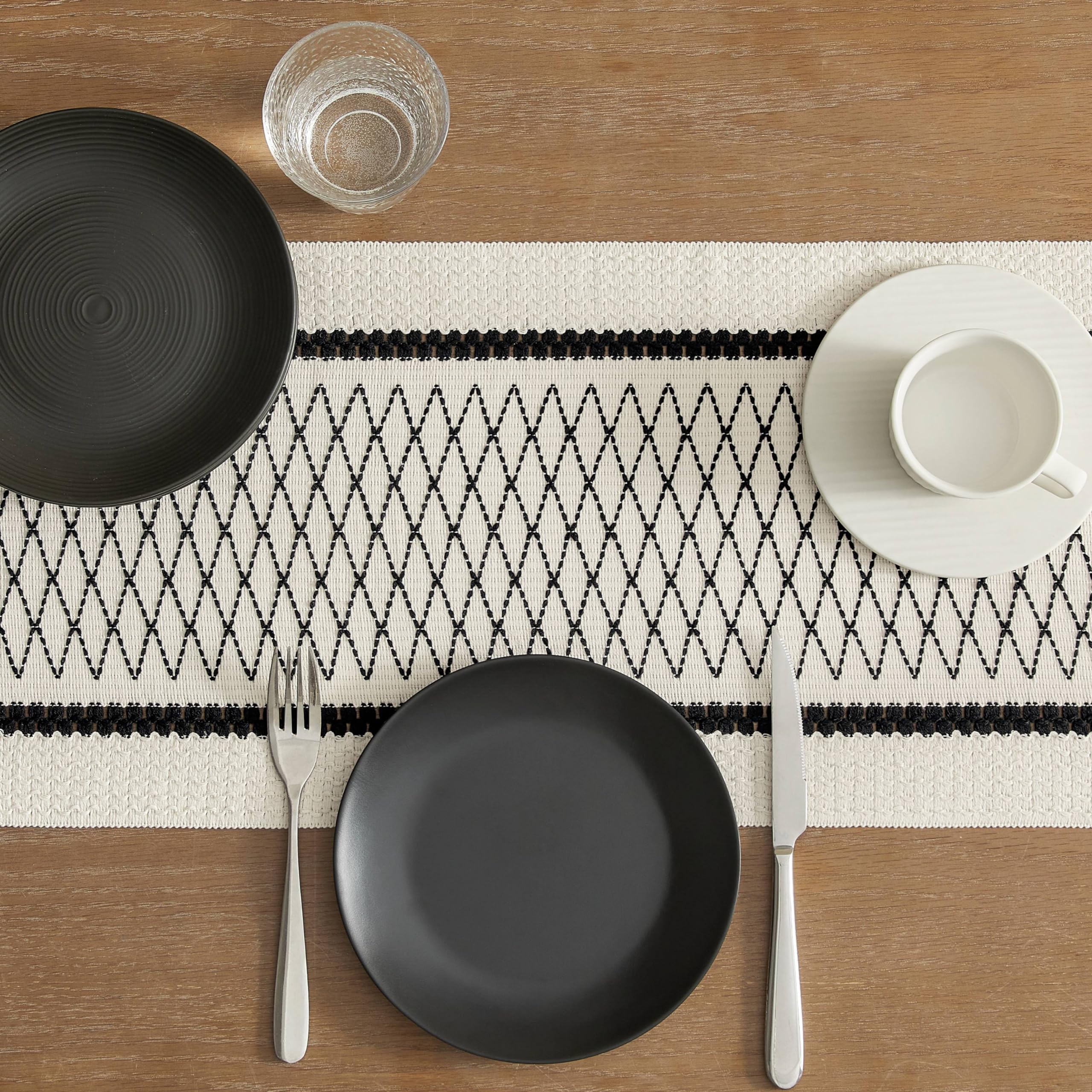 Foto 5 | Tapete De Mesa Zeemart, Estilo Macramé, Bicolor, 30 X 120 Cm, Negro/iv - Venta Internacional.