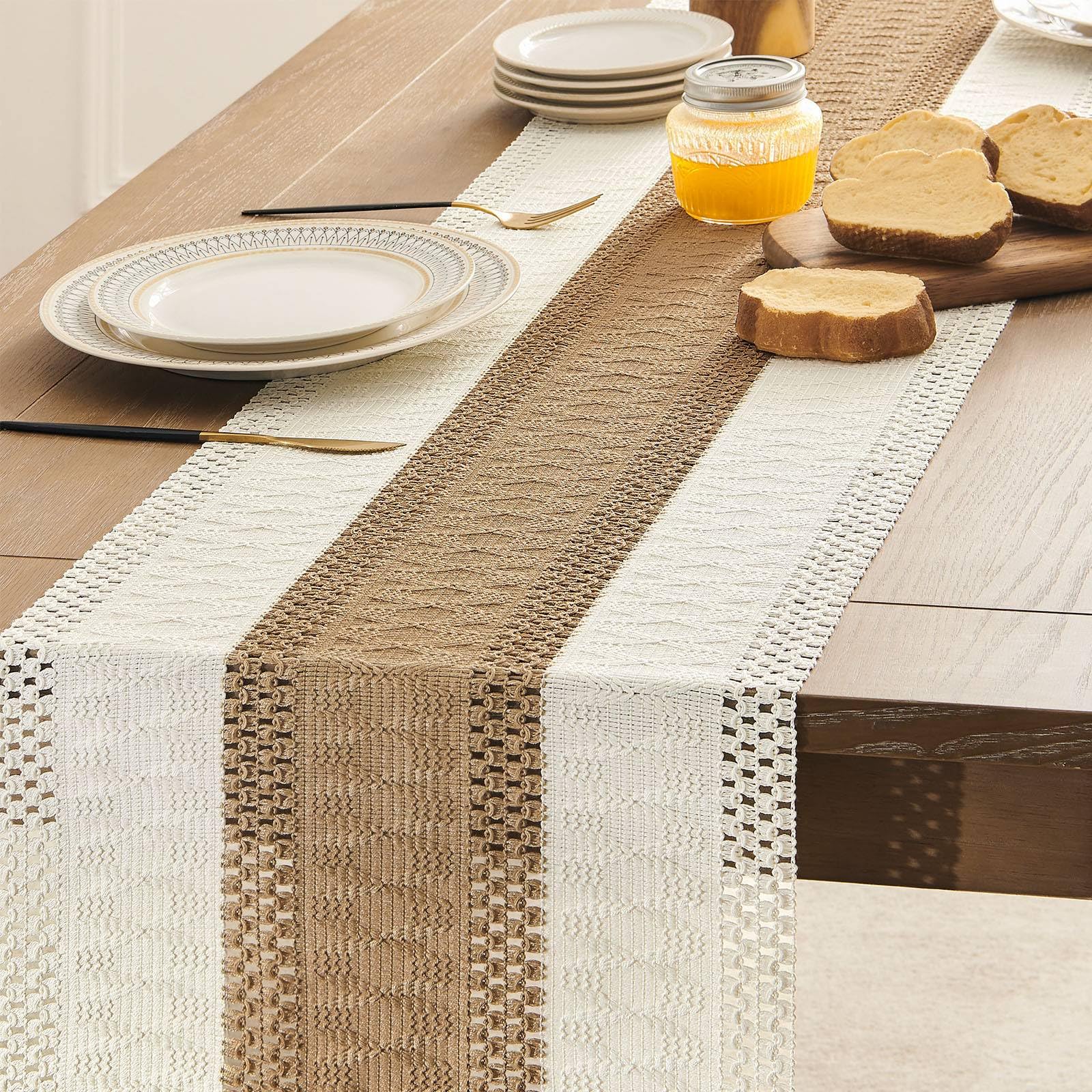 Foto 5 | Tapete De Mesa Zeemart, Estilo Macramé, Bicolor, 35 X 275 Cm, Color Marrón/iv - Venta Internacional.