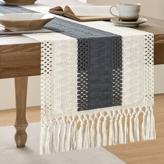 Foto 1 | Camino De Mesa Zeemart, Estilo Macramé, Bicolor, 36 X 150 Cm, Color Carbón - Venta Internacional.