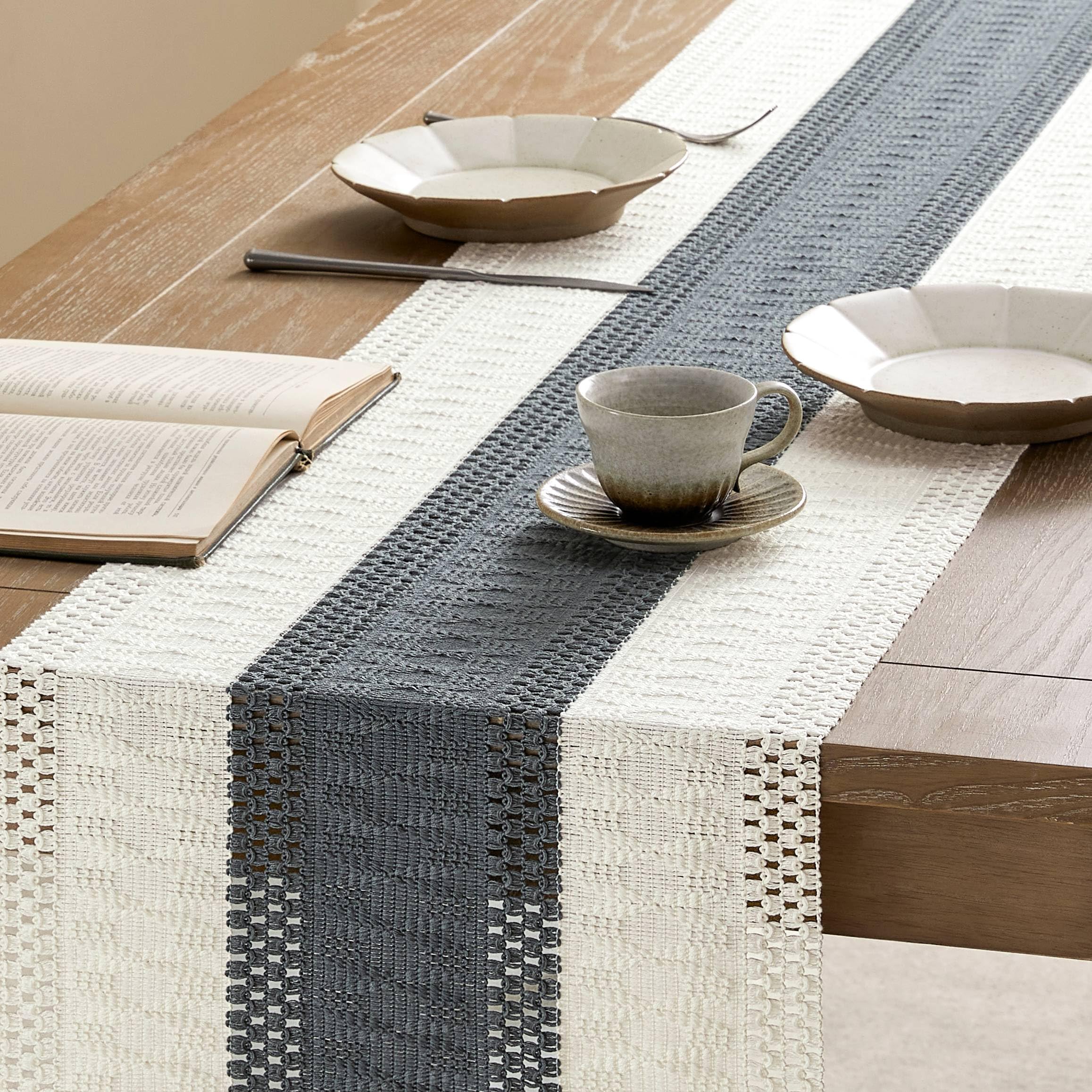 Foto 5 pulgar | Camino De Mesa Zeemart, Estilo Macramé, Bicolor, 36 X 150 Cm, Color Carbón - Venta Internacional.