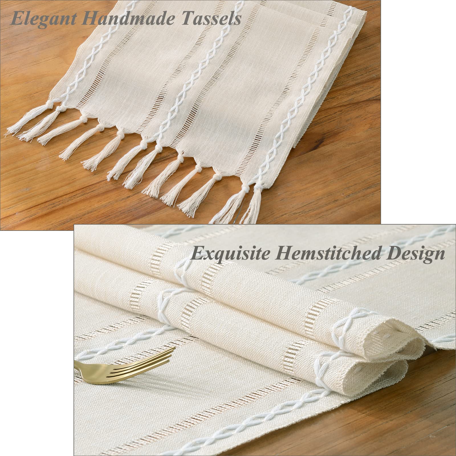 Foto 2 | Camino De Mesa Wracra Rustic Con Dobladillo De Lino, 90 Cm, Con Borlas - Venta Internacional.