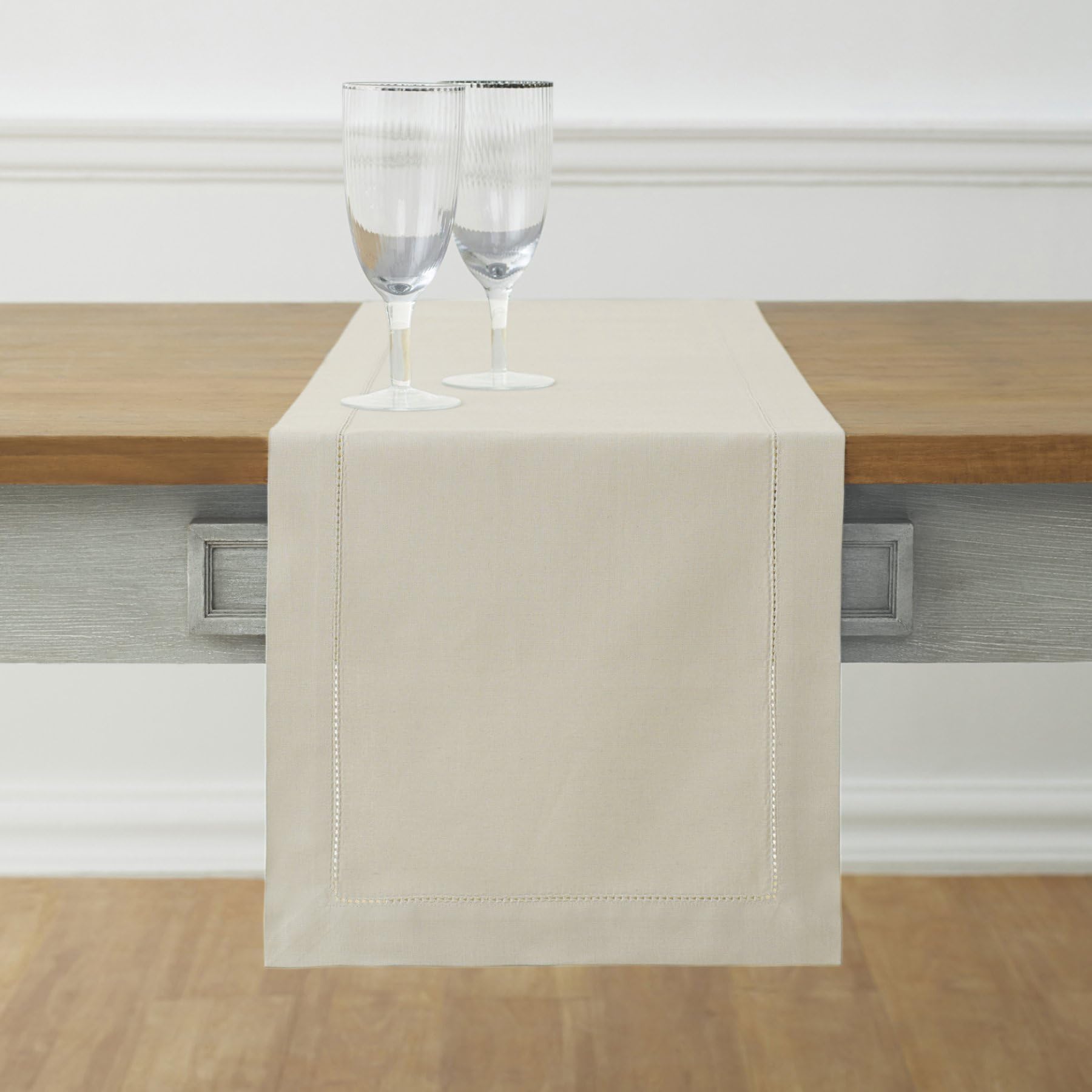 Tapete De Mesa Solino Home Con Dobladillo De Lino Y Algodón, 180 X 36 Cm - Venta Internacional.