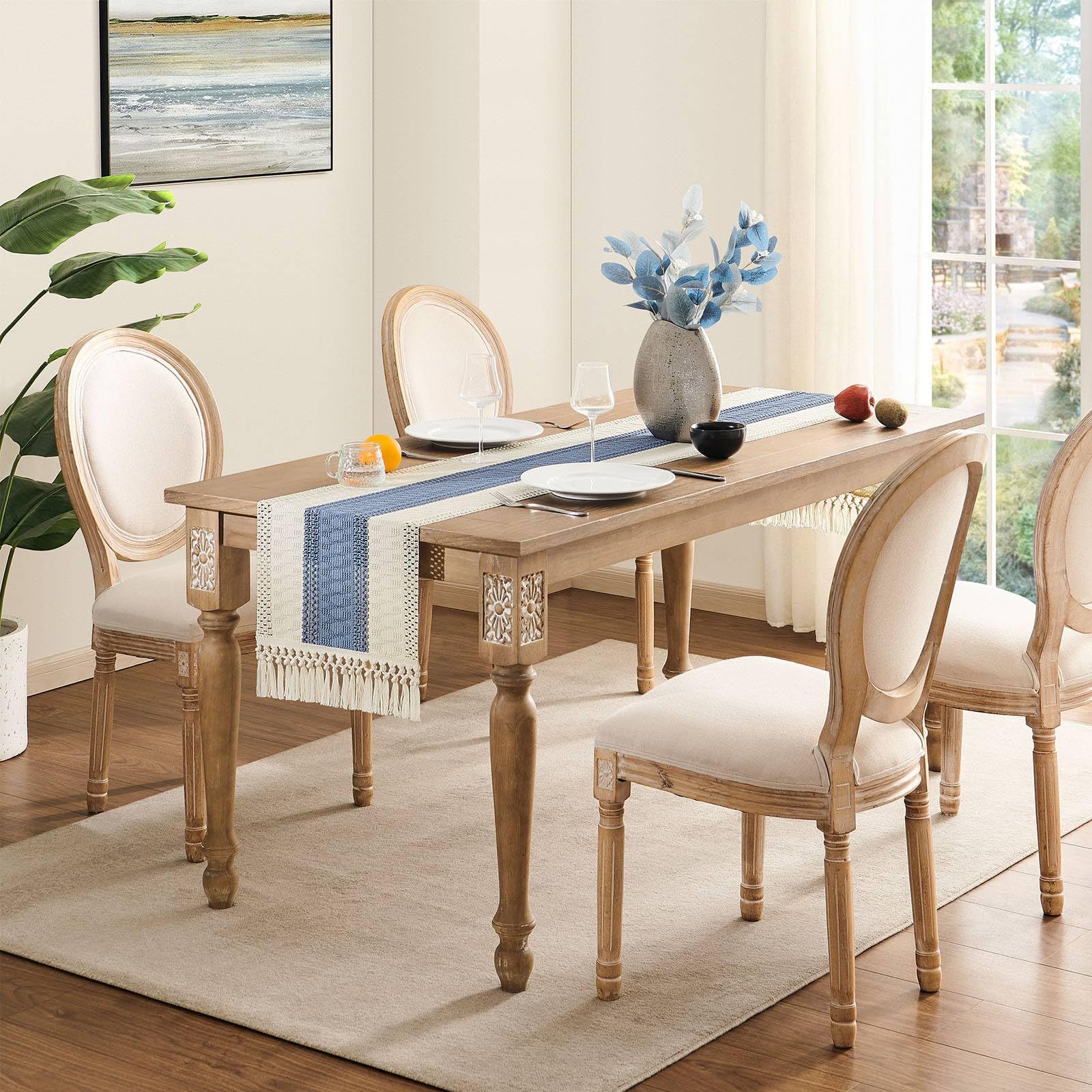 Foto 3 | Tapete De Mesa Zeemart, Estilo Macramé, Bicolor, 36 X 183 Cm, Azul/verde - Venta Internacional.