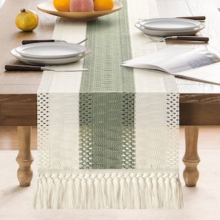 Foto 2 | Tapete De Mesa Zeemart, Estilo Macramé, Bicolor, 36 X 120 Cm, Verde/iv - Venta Internacional.