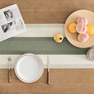 Foto 4 | Tapete De Mesa Zeemart, Estilo Macramé, Bicolor, 36 X 120 Cm, Verde/iv - Venta Internacional.