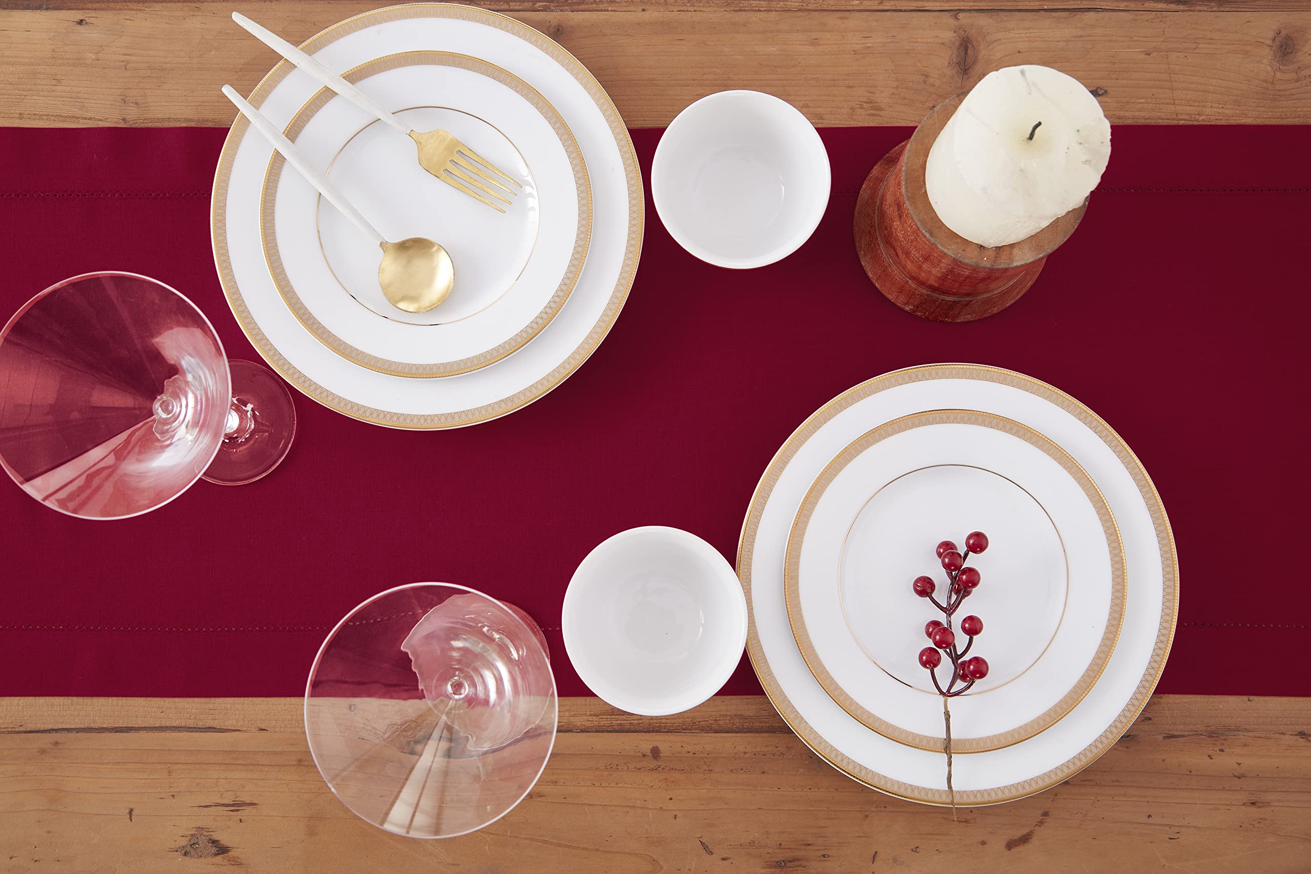 Foto 3 | Tapete De Mesa Solino Home Con Dobladillo De Lino Y Algodón Rojo, 36 Cm - Venta Internacional.