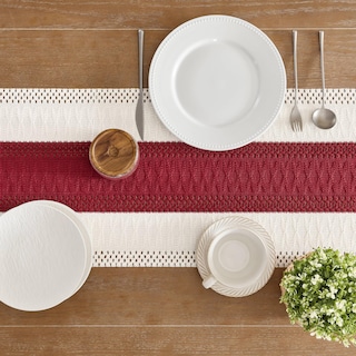 Foto 5 | Camino De Mesa Zeemart, Estilo Macramé, Bicolor, 35 X 150 Cm, Rojo/marfil - Venta Internacional.