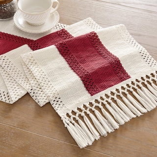 Foto 7 | Camino De Mesa Zeemart, Estilo Macramé, Bicolor, 35 X 150 Cm, Rojo/marfil - Venta Internacional.