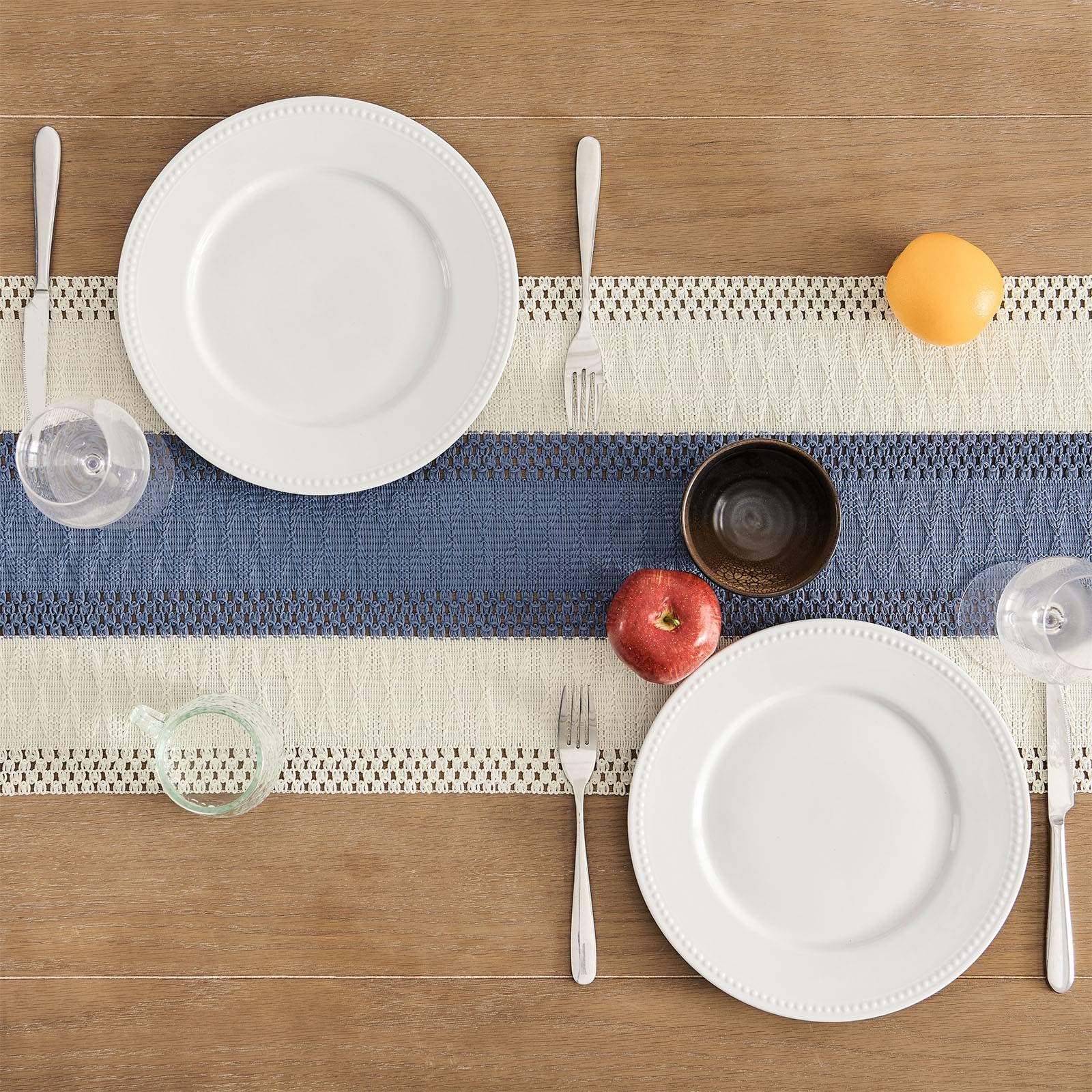 Foto 4 | Tapete De Mesa Zeemart, Estilo Macramé, Bicolor, 36 X 90 Cm, Azul/marfil - Venta Internacional.