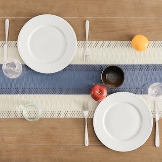Foto 4 | Tapete De Mesa Zeemart, Estilo Macramé, Bicolor, 36 X 90 Cm, Azul/marfil - Venta Internacional.