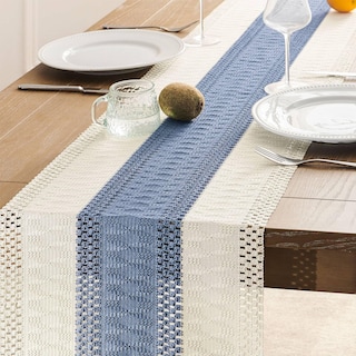 Foto 5 | Tapete De Mesa Zeemart, Estilo Macramé, Bicolor, 36 X 90 Cm, Azul/marfil - Venta Internacional.