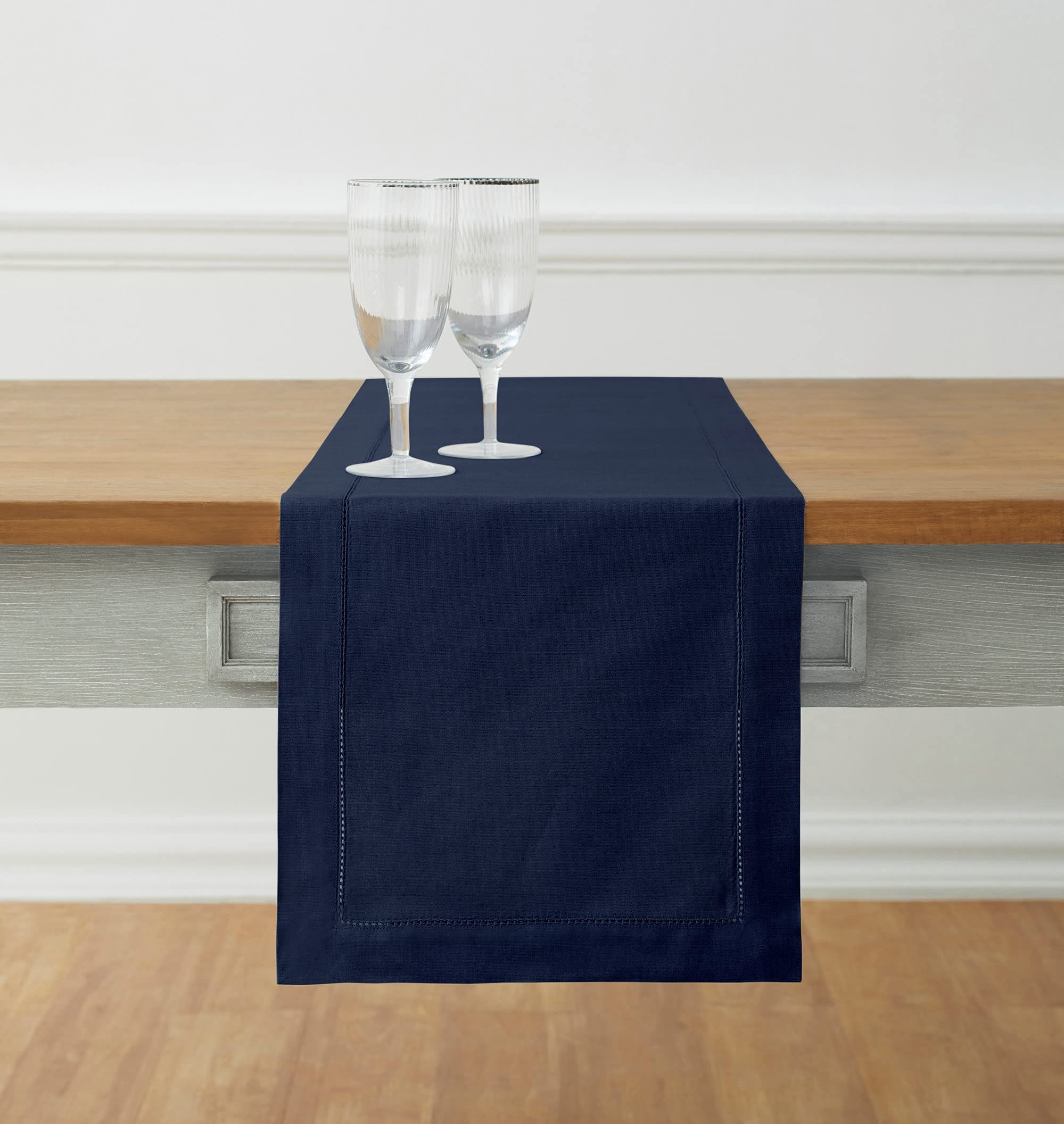 Tapete De Mesa Solino Home, Algodón Y Lino Azul Marino, 36 X 275 Cm - Venta Internacional.