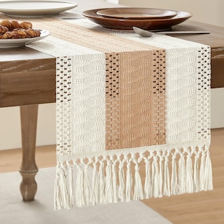 Foto 1 | Camino De Mesa Zeemart, Estilo Macramé, Bicolor, 36 Cm X 90 Cm, Color Beige - Venta Internacional.