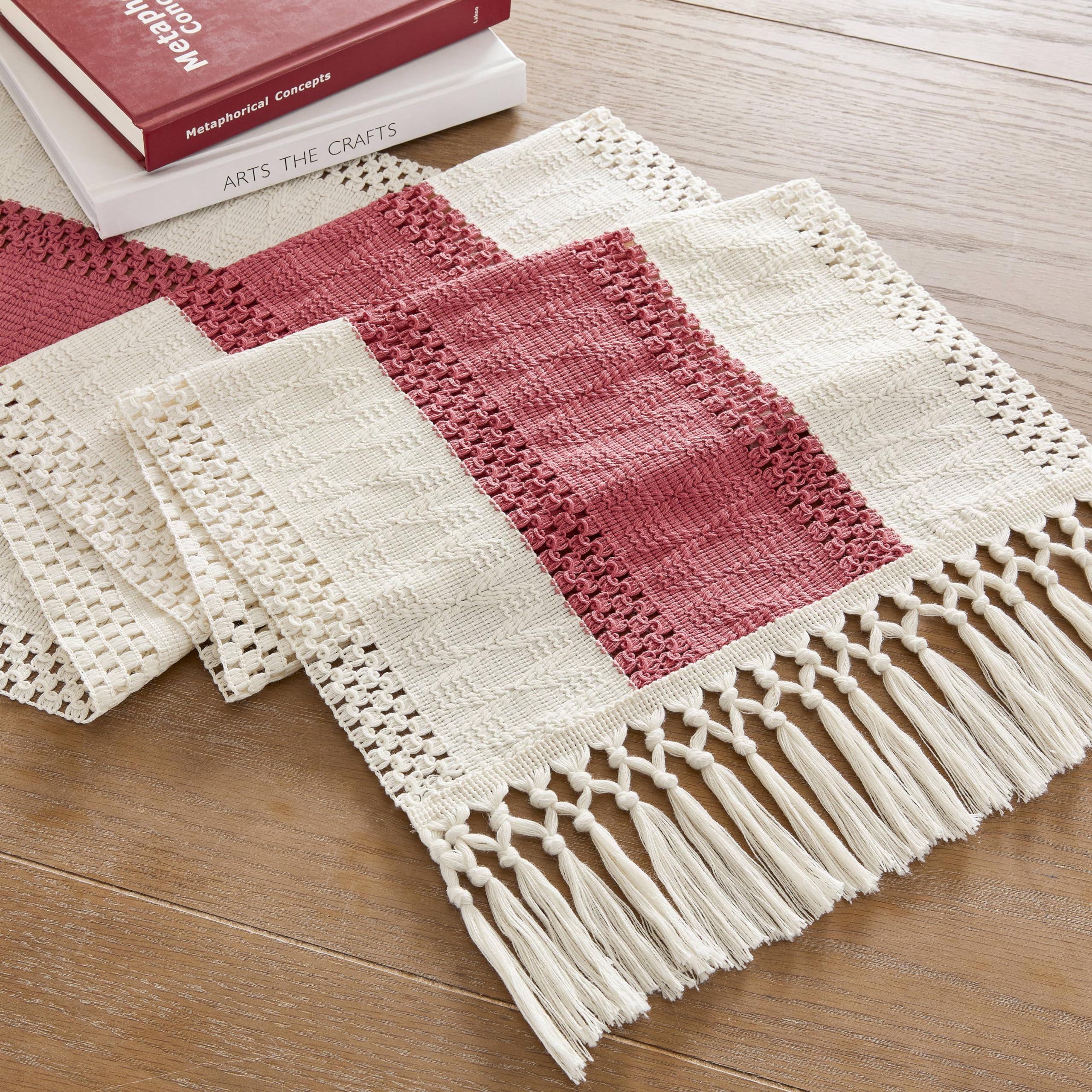 Foto 7 | Camino De Mesa Zeemart, Estilo Macramé, Bicolor, 36 X 275 Cm, Dusty Ro - Venta Internacional.