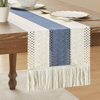 Foto 1 | Tapete De Mesa Zeemart, Estilo Macramé, Bicolor, 30 X 275 Cm, Azul/verde - Venta Internacional.
