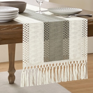 Foto 1 | Camino De Mesa Zeemart, Estilo Macramé, Bicolor, 36 X 120 Cm, Color Beige Oscuro - Venta Internacional.