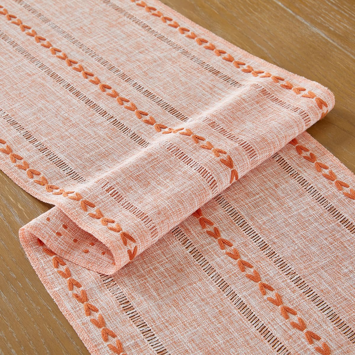 Foto 7 pulgar | Camino De Mesa Wracra Fall Linen Farmhouse, 150 Cm De Largo, Color Naranja - Venta Internacional.