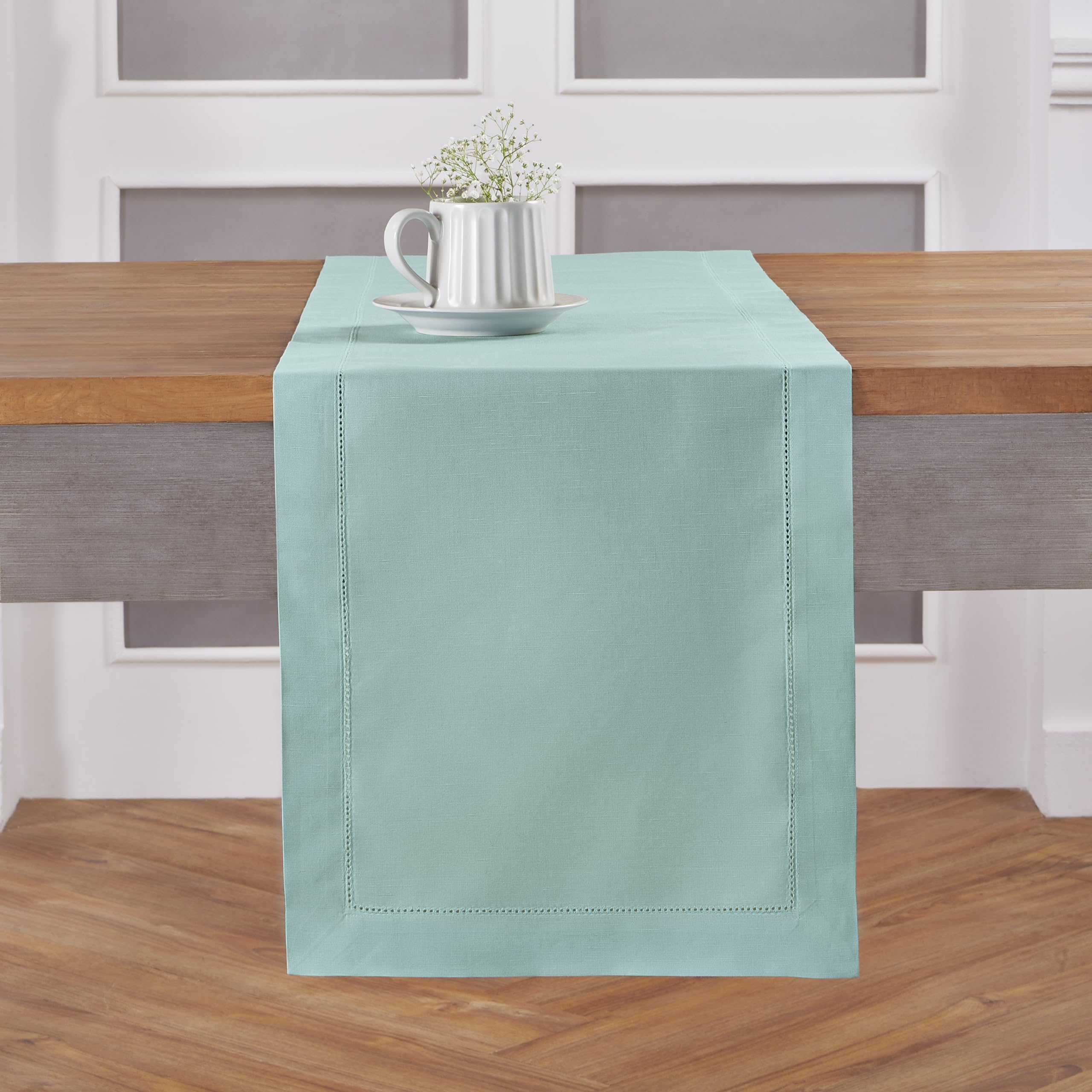 Foto 1 | Table Runner Solino Home, Algodón Y Lino De Color Turquesa Pastel, 2,74 M - Venta Internacional.