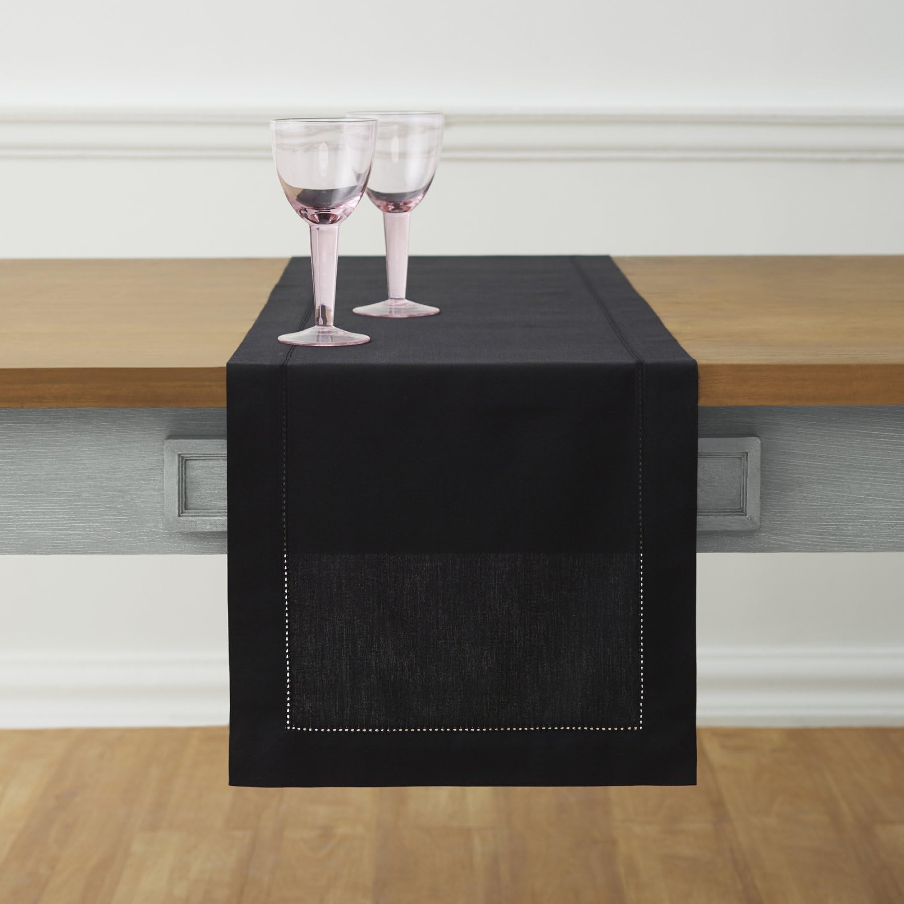 Tapete De Mesa Solino Home, Algodón Y Lino Negro, 36 X 229 Cm - Venta Internacional.