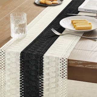 Foto 4 | Tapete De Mesa Zeemart, Estilo Macramé, Bicolor, 30 X 275 Cm, Negro/iv - Venta Internacional.