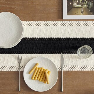 Foto 5 | Tapete De Mesa Zeemart, Estilo Macramé, Bicolor, 30 X 275 Cm, Negro/iv - Venta Internacional.