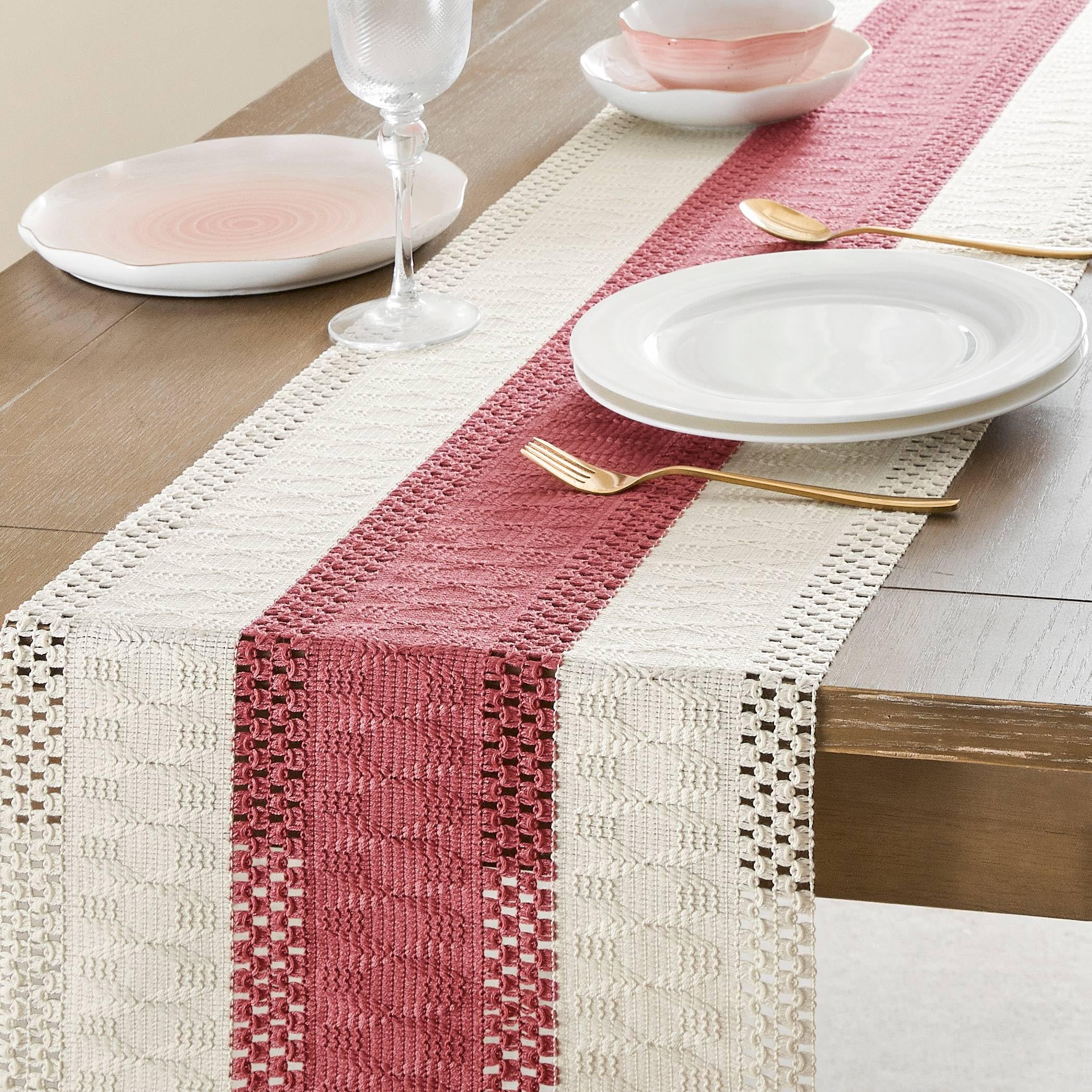 Foto 5 | Camino De Mesa Zeemart, Estilo Macramé, Bicolor, 36 X 150 Cm, Dusty Ro - Venta Internacional.