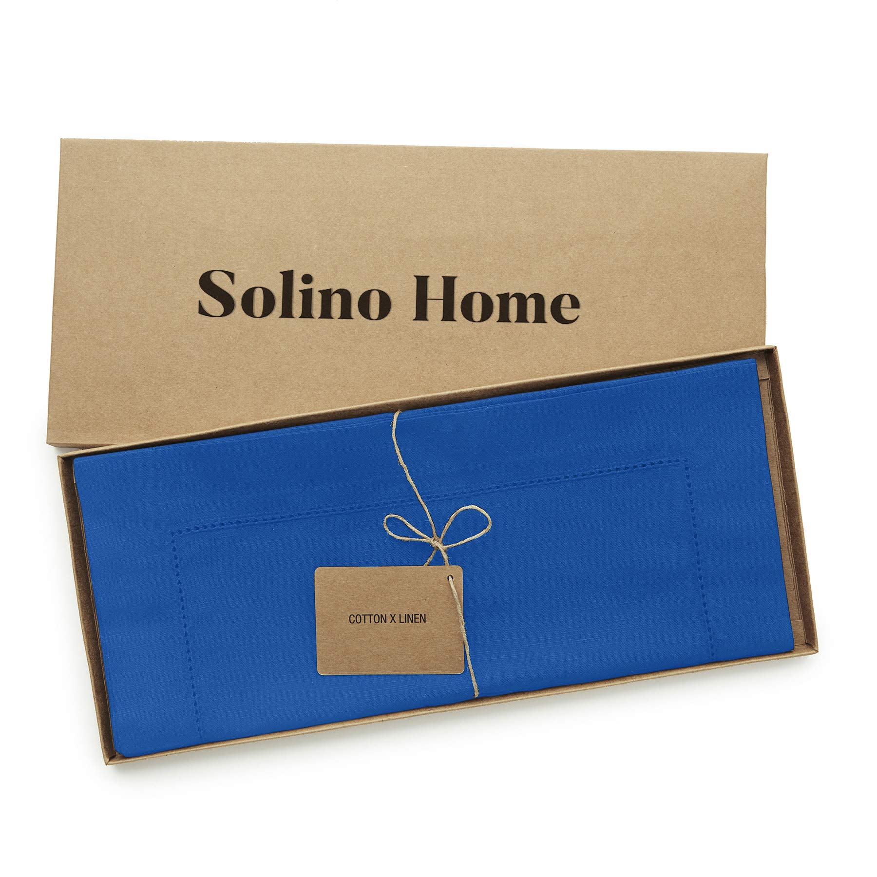 Foto 4 | Tapete De Mesa Solino Home Con Dobladillo De Lino Y Algodón Azul, 36 Cm - Venta Internacional.