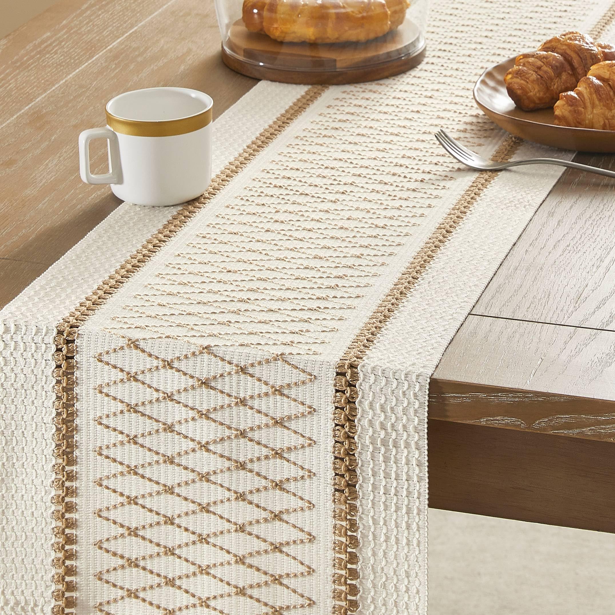 Foto 4 | Tapete De Mesa Zeemart, Estilo Macramé, Bicolor, 30 X 180 Cm, Color Marrón/iv - Venta Internacional.