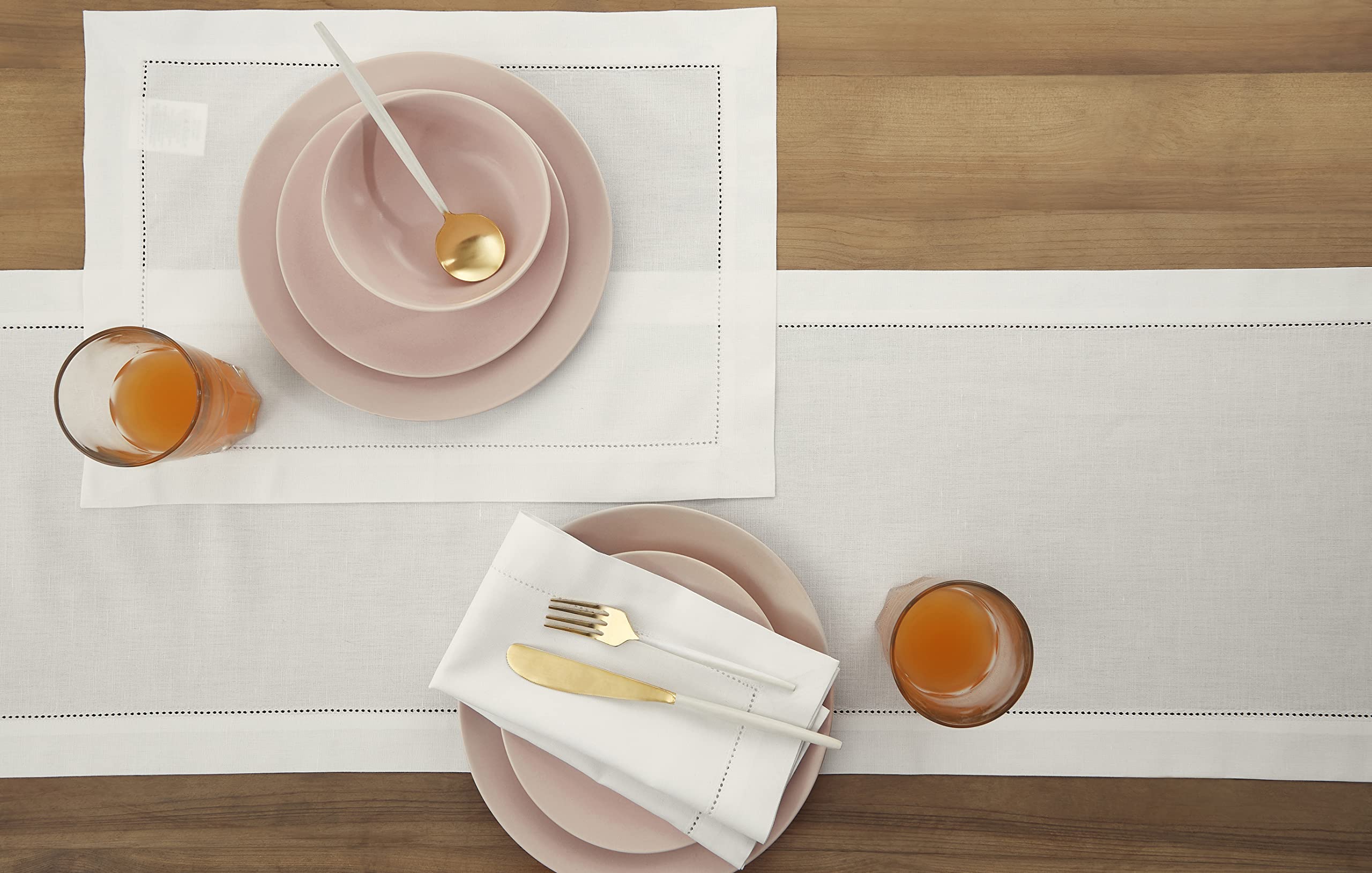 Foto 3 | Tapete De Mesa Solino Home Con Dobladillo Blanco De Algodón Y Lino, 180 Cm - Venta Internacional.