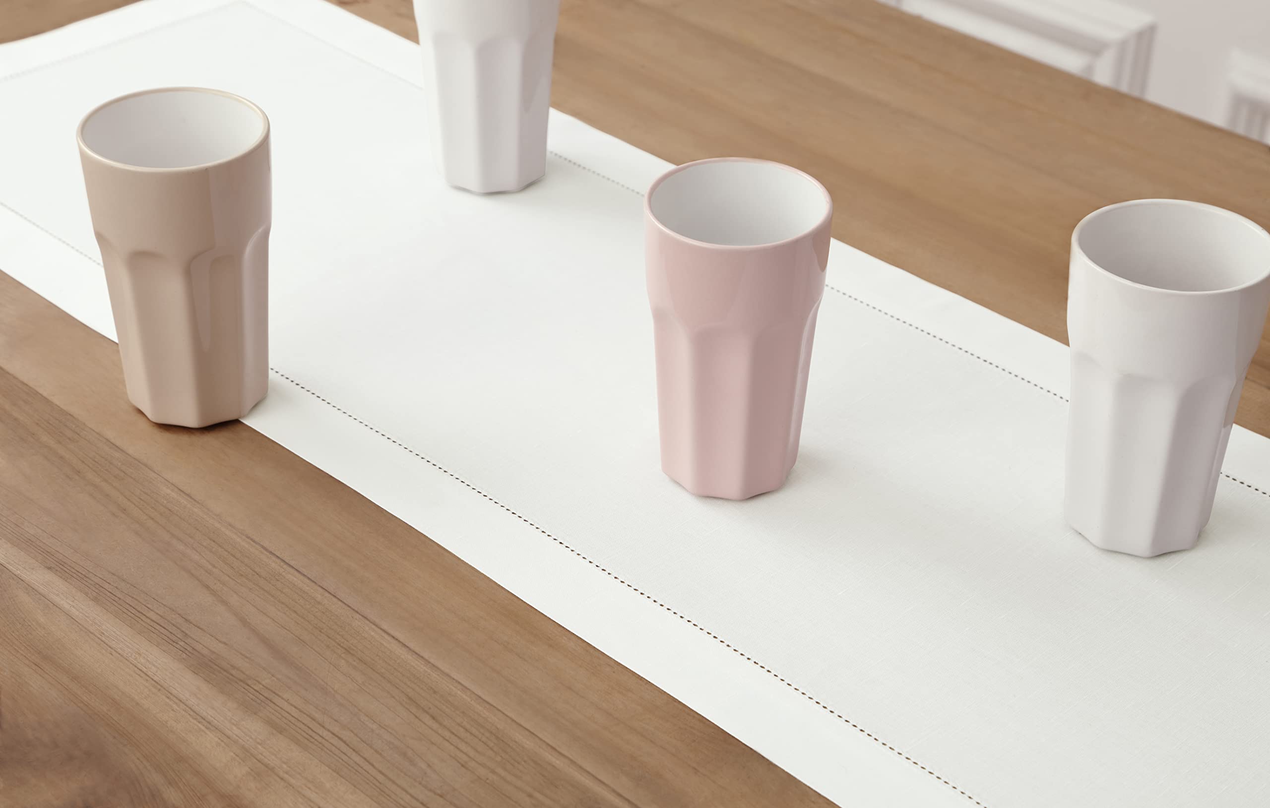 Foto 4 | Tapete De Mesa Solino Home Con Dobladillo Blanco De Algodón Y Lino, 180 Cm - Venta Internacional.