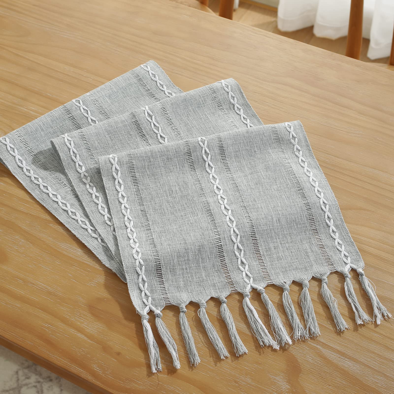 Foto 4 pulgar | Camino De Mesa Wracra Rustic Con Dobladillo De Lino, 230 Cm, Con Borlas - Venta Internacional.
