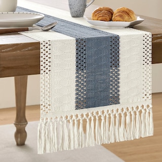 Foto 1 | Tapete De Mesa Zeemart, Estilo Macramé, Bicolor, 35 X 275 Cm, Azul Marino Y Verde - Venta Internacional.