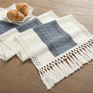 Foto 7 | Tapete De Mesa Zeemart, Estilo Macramé, Bicolor, 35 X 275 Cm, Azul Marino Y Verde - Venta Internacional.