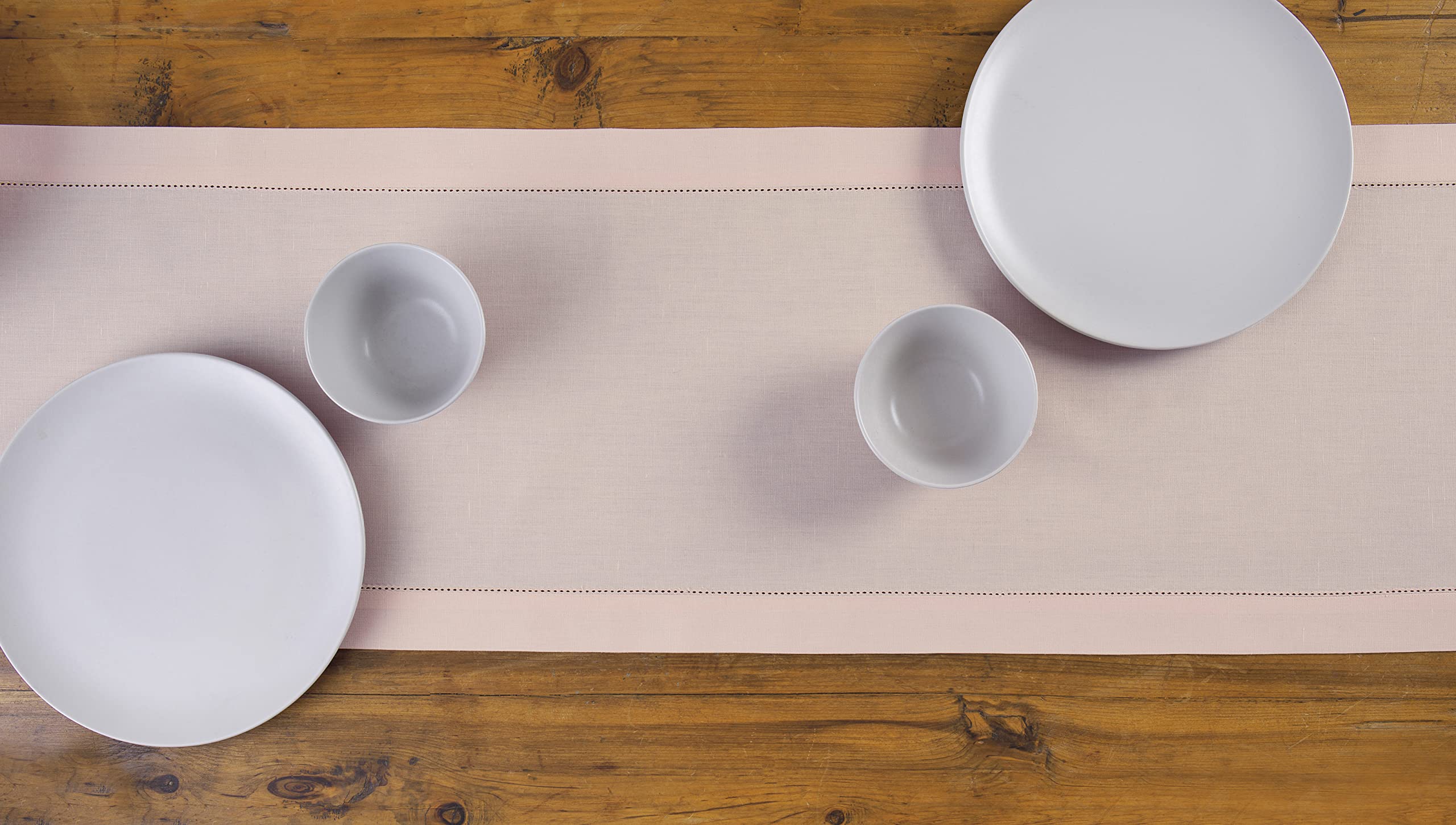 Foto 5 pulgar | Tapete De Mesa Solino Home Con Dobladillo De Lino Y Algodón, Color Rosa, 35 X 120 Cm - Venta Internacional.