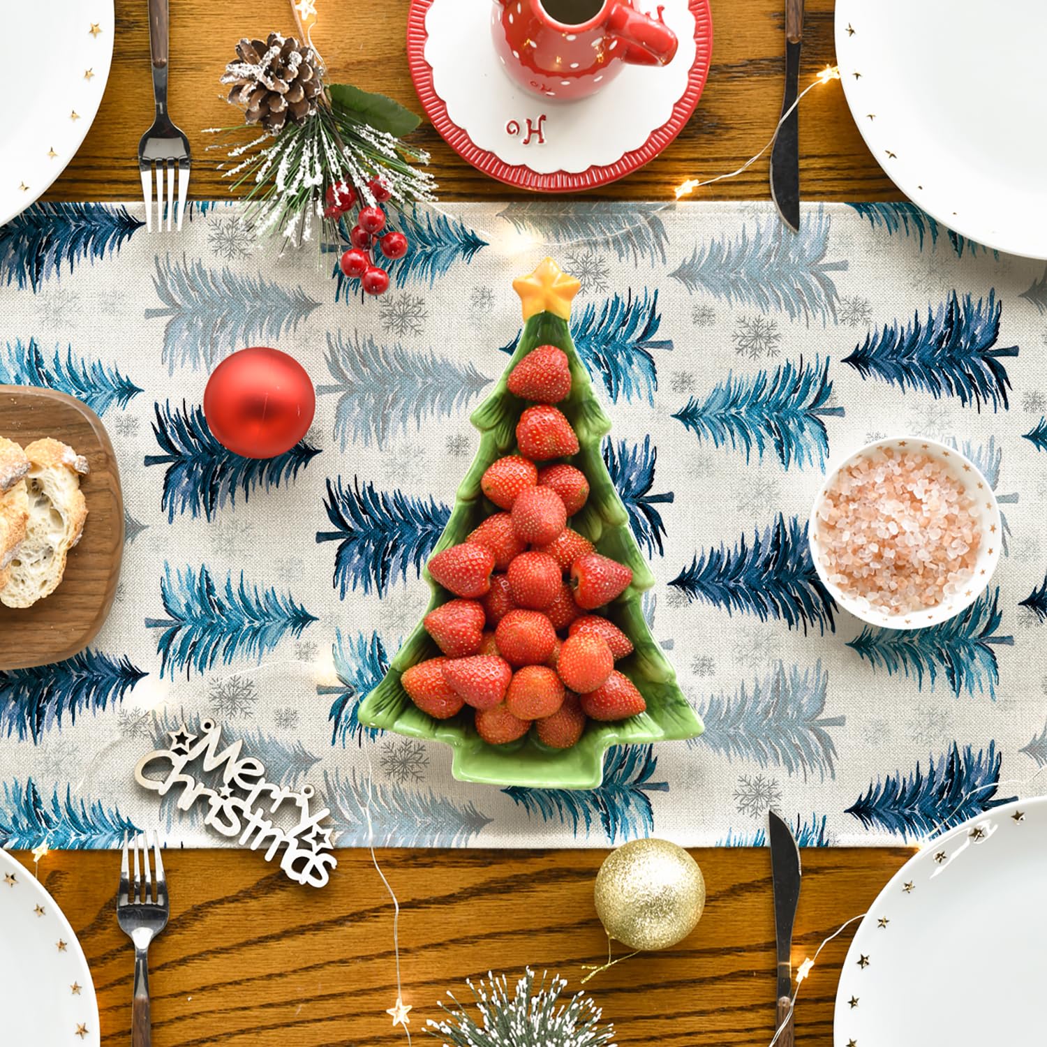 Foto 4 | Árbol De Navidad Con Forma Artoide De Mesa, Copos De Nieve, Navidad - Venta Internacional.