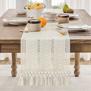 Foto 2 | Camino de Mesa Zeemart Estilo Macramé Estilo Bohemio 230 cm Algodón Marfil - Venta Internacional