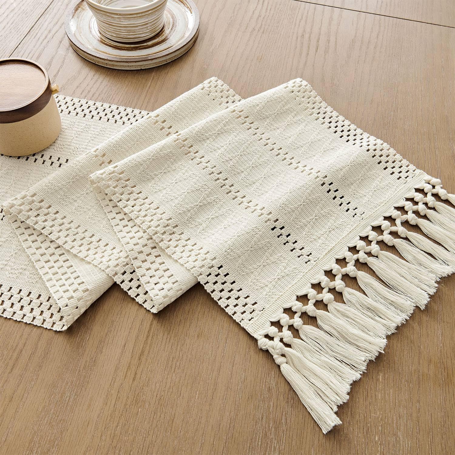 Foto 7 | Camino de Mesa Zeemart Estilo Macramé Estilo Bohemio 230 cm Algodón Marfil - Venta Internacional
