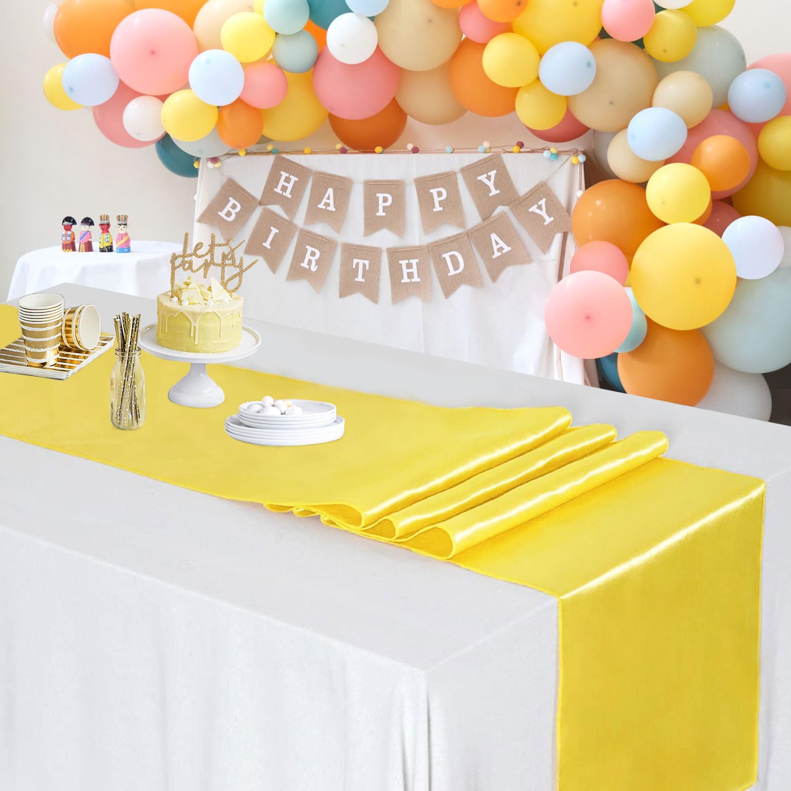 Foto 7 pulgar | Camino De Mesa B-cool Satinado Amarillo 30 X 275 Cm Para Fiesta De Boda - Venta Internacional.
