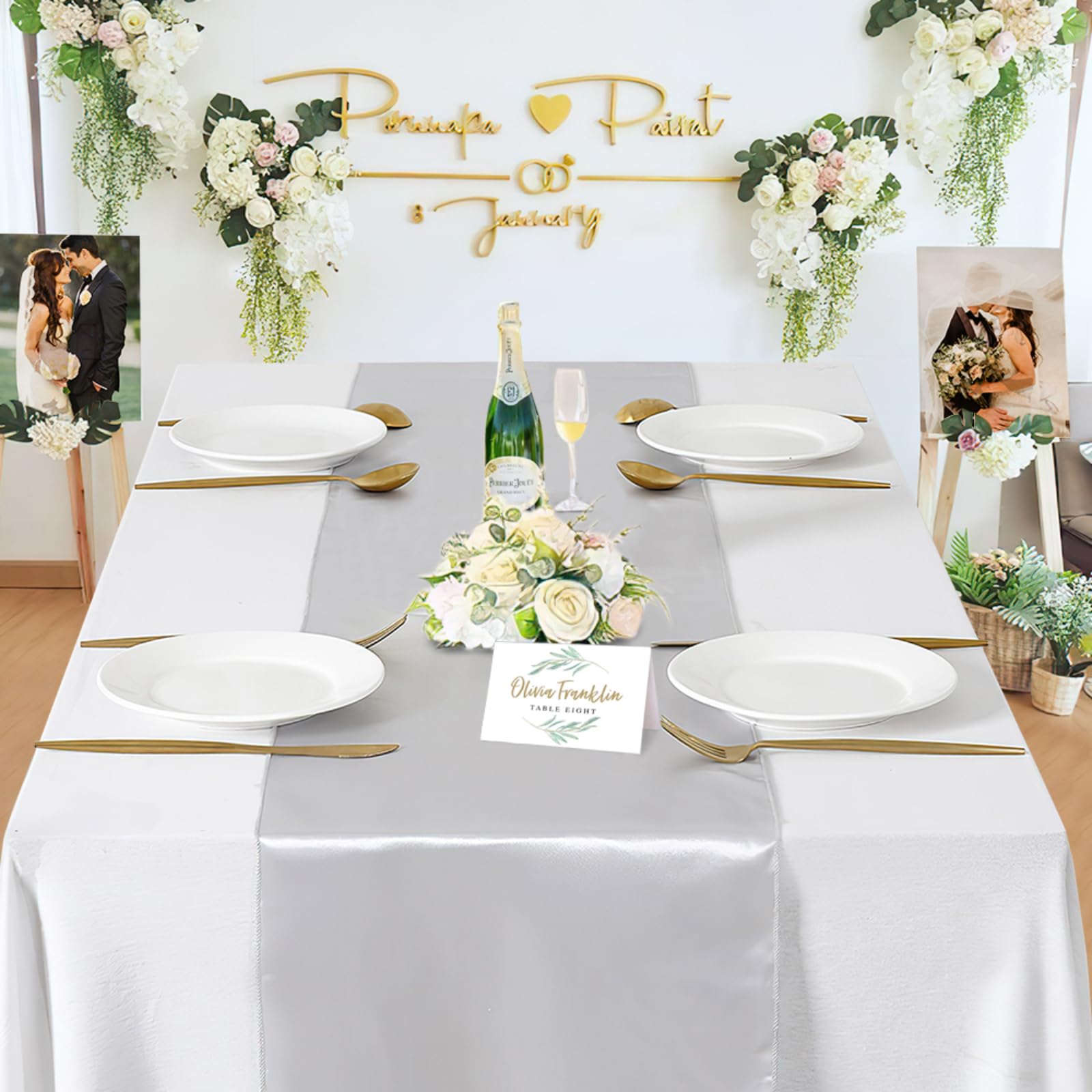 Foto 4 pulgar | Camino De Mesa B-cool Plateado Satinado De 30 X 275 Cm Para Fiesta De Boda - Venta Internacional.