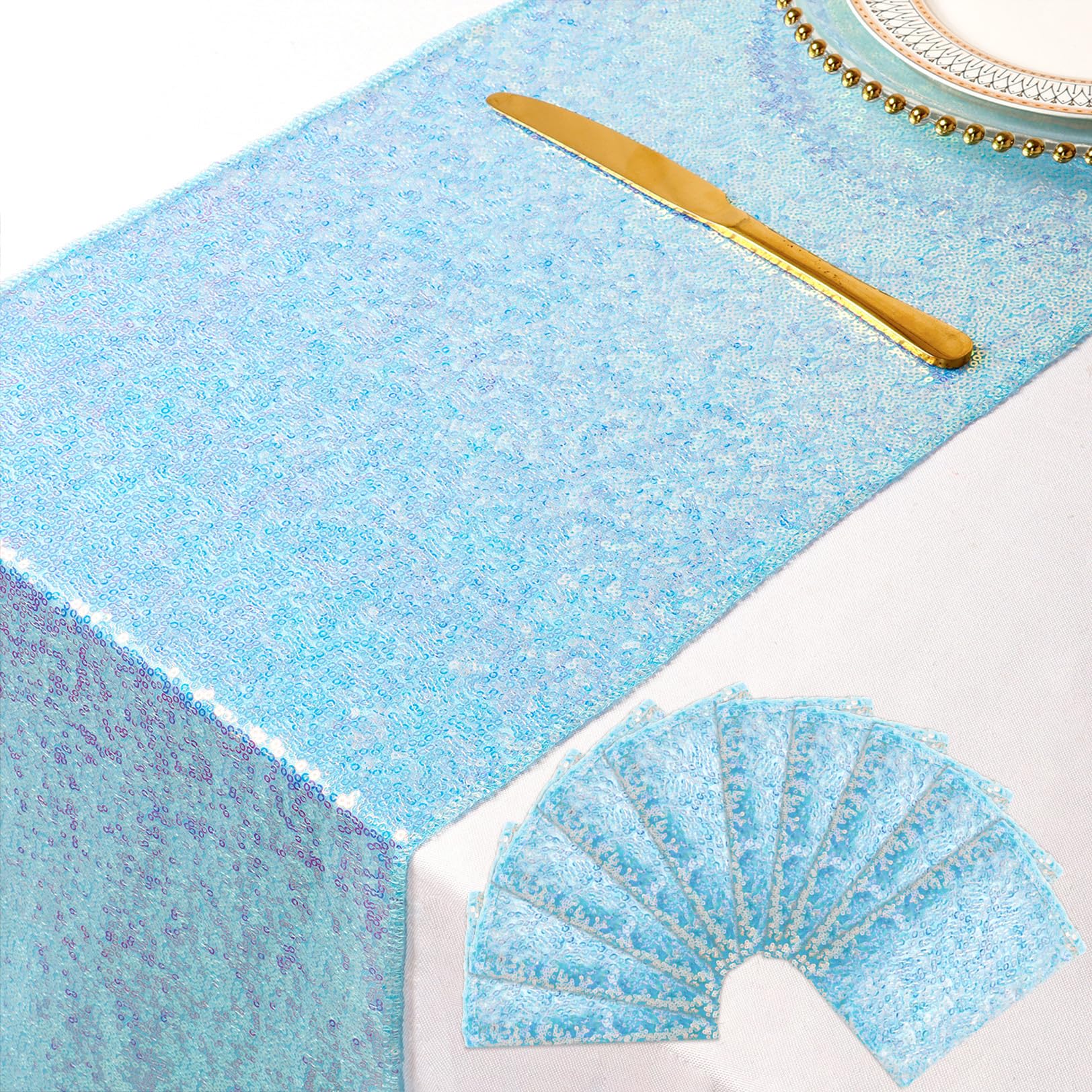 Foto 2 pulgar | Table Runners Shinybeauty Con Lentejuelas Azules, 30 X 275 Cm, Paquete De 10 - Venta Internacional.