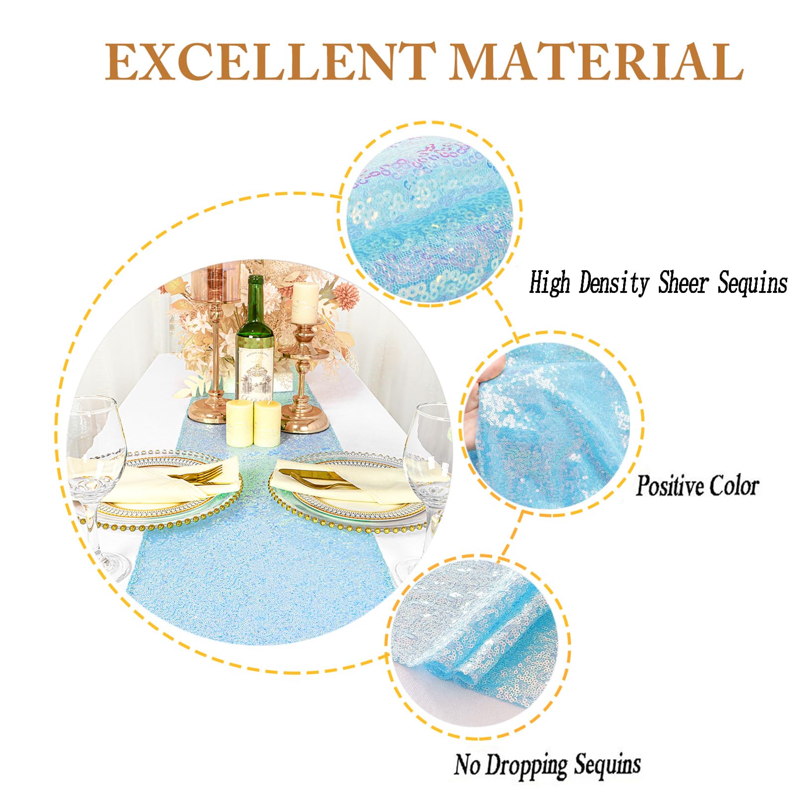 Foto 3 | Table Runners Shinybeauty Con Lentejuelas Azules, 30 X 275 Cm, Paquete De 10 - Venta Internacional.