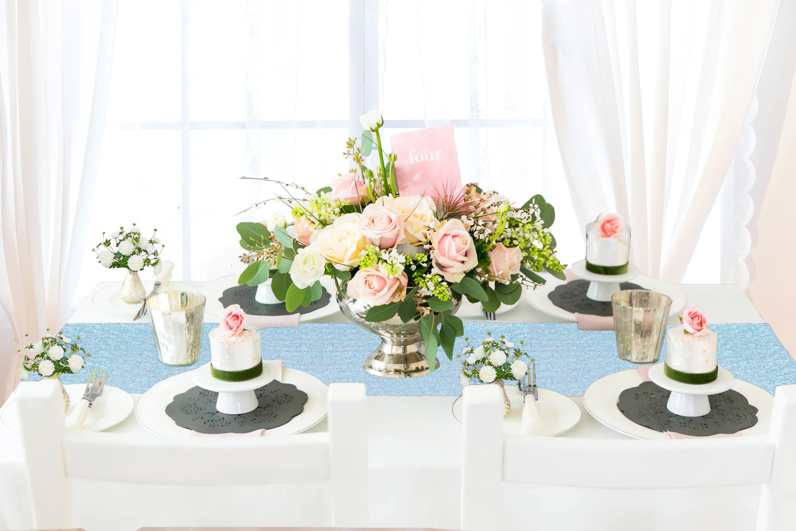 Foto 7 pulgar | Table Runners Shinybeauty Con Lentejuelas Azules, 30 X 275 Cm, Paquete De 10 - Venta Internacional.